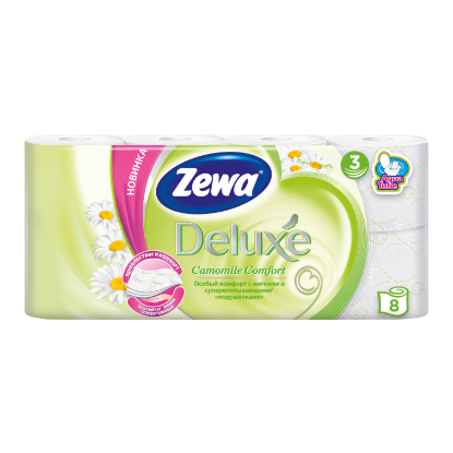 Изображение Туалетная Бумага ZEWA Deluxe BRT 14/4-r 3ply Camomile FSC ромашка