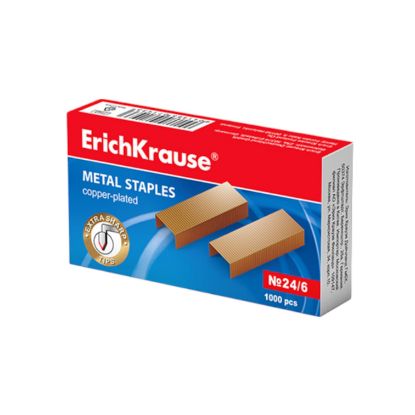 Изображение 7143 Скобы №24/6 ErichKrause® омедненные (коробка 1000 шт.