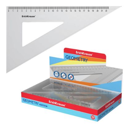 Изображение 49568 Угольник пластиковый ErichKrause® Clear, 60°/22см, прозрачный, в коробке-дисплее