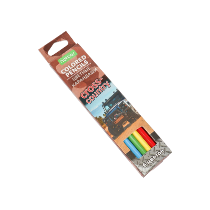 Изображение Карандаши цветные ECO 6 цв.- Cross country- заточен. в карт. короб. с европодвесом